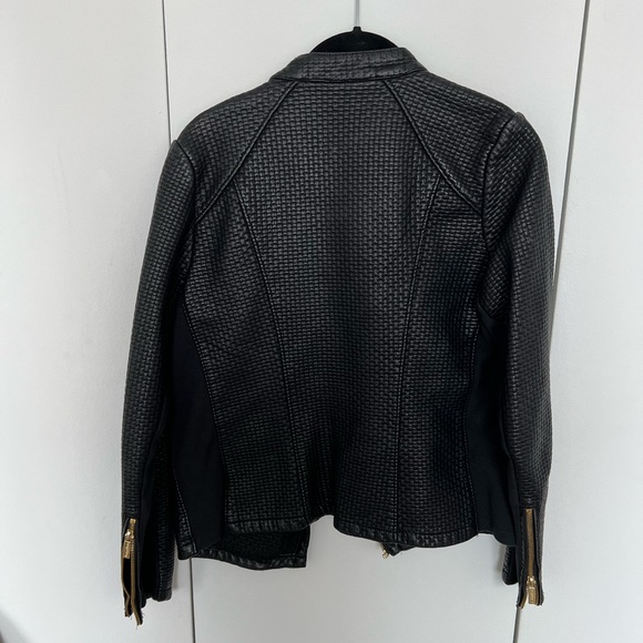 Calvin Klein Black Vegan Leather Jacket Textured Size XS - Picture 7 of 8